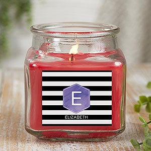 Modern Stripe Personalized 10 oz. Cinnamon Spice Candle Jar - 21895-10CS