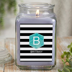 Modern Stripe Personalized 18 oz. Lilac Candle Jar - 21895-18LM