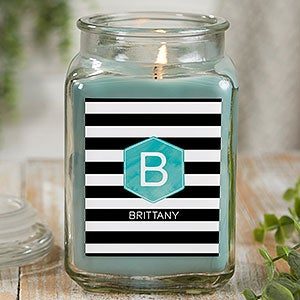 Modern Stripe Personalized 18 oz. Eucalyptus Mint Candle Jar - 21895-18ES