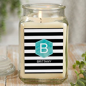 Modern Stripe Personalized 18 oz. Vanilla Candle Jar - 21895-18VB