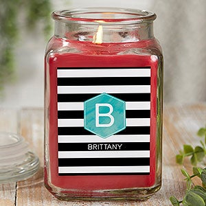 Modern Stripe Personalized 18 oz. Cinnamon Spice Candle Jar - 21895-18CS