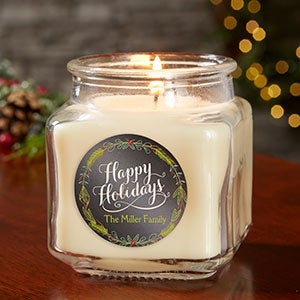 Happy Holidays Personalized 10 oz. Vanilla Candle Jar - 21910-10VB