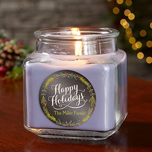 Happy Holidays Personalized 10 oz. Lilac Candle Jar - 21910-10LM