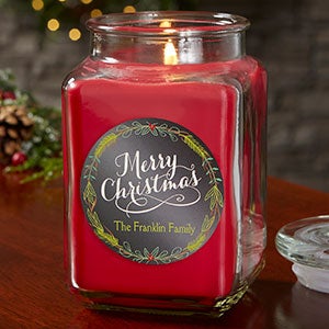 Happy Holidays Personalized 18 oz. Cinnamon Spice Candle Jar - 21910-18CS