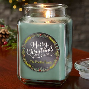 Happy Holidays 18 oz Eucalyptus Scented Candle Jar - 21910-18ES