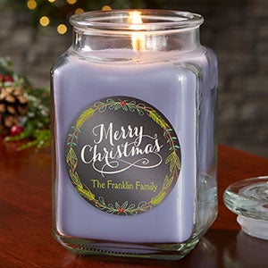 Happy Holidays Personalized 18 oz. Lilac Candle Jar - 21910-18LM