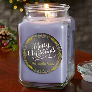 Happy Holidays Personalized 18 oz. Lilac Candle Jar - 21910-18LM