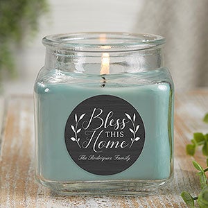 Bless This Home Personalized 10 oz. Eucalyptus Mint Candle Jar - 21913-10ES