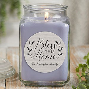 Bless This Home Personalized 18 oz Lilac Candle Jar - 21913-18LM