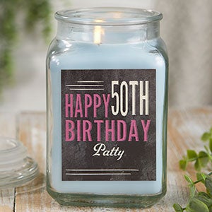 Vintage Birthday Personalized 18 oz. Linen Candle Jar - 21915-18CW