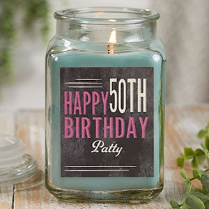 Vintage Birthday 18 oz Eucalyptus Scented Candle Jar - 21915-18ES