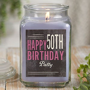 Vintage Birthday Personalized 18 oz. Lilac Candle Jar - 21915-18LM