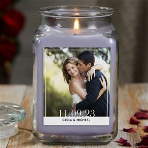 Our Wedding Photo Personalized 18 oz. Lilac Candle Jar - 21920-18LM