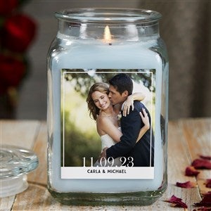 Our Wedding Photo Personalized 18 oz. Linen Candle Jar - 21920-18CW