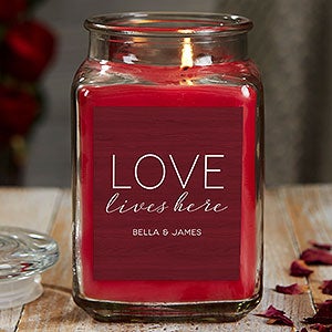 Love Lives Here Personalized 18 oz. Cinnamon Spice Candle Jar - 21926-18CS