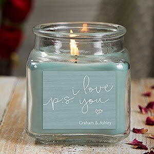 P.S. I Love You Personalized 10 oz. Eucalyptus Mint Candle Jar - 21927-10ES