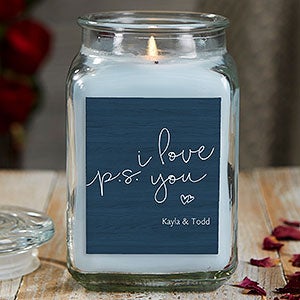 P.S. I Love You Personalized 18 oz. Linen Candle Jar - 21927-18CW