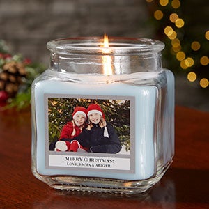 Holiday Photo Personalized 10 oz. Crystal Waters Candle Jar - 21928-10CW