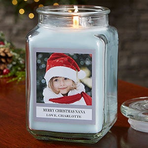 Holiday Photo Personalized 18 oz. Crystal Waters Candle Jar - 21928-18CW