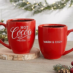 Hot Cocoa Personalized Vintage 16 oz. Bistro Mug - Red - 21934