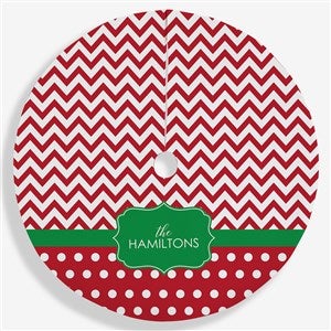 Preppy Chic Personalized Christmas Tree Skirt - 21944