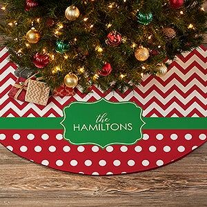 Preppy Chic Personalized Christmas Tree Skirt - 21944