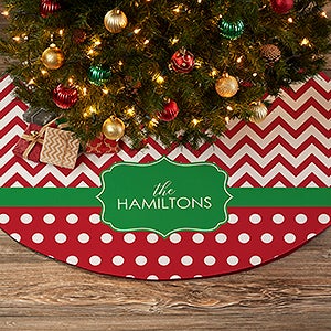 Preppy Chic Personalized Christmas Tree Skirt - 21944
