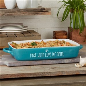 Made With Love Personalized Casserole Baking Dish- Turquoise - 21956T-C