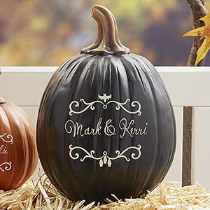 Halloween Vines Personalized Pumpkin - Large Black - 21960-LB