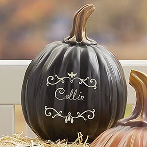 Halloween Vines Personalized Pumpkin - Small Black - 21960-SB