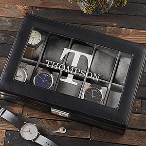 Classic Name 10 Slot Leather Watch Box - 21988