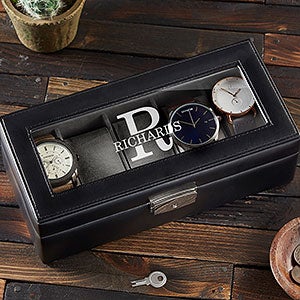 Classic Name 5 Slot Leather Watch Box - 21988-5