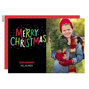 Merry Christmas Colorful Photo Holiday Card - 21993