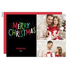 Merry Christmas Colorful Photo Holiday Card- 2 Photo - 21993-2