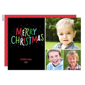 Merry Christmas Colorful Photo Holiday Card - 3 Photo - 21993-3