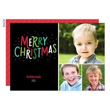 Merry Christmas Colorful Photo Holiday Card - 3 Photo - 21993-3