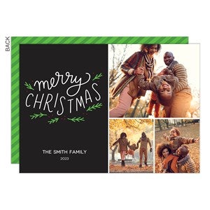 Holly Flourish Christmas Photo Card - 3 Photo - 21994-3