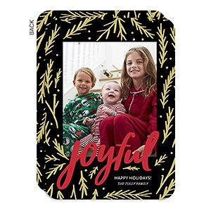 Black and Gold Joyful Holiday Photo Card - 22010