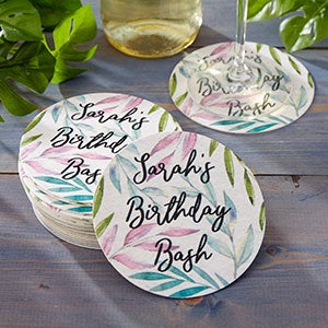 Botanical Palms Personalized Paper Coasters - 22020