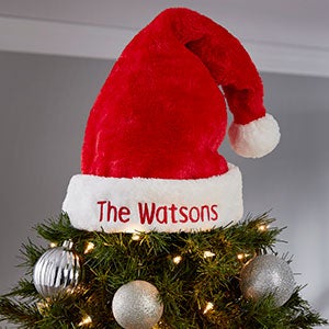 Plush Velvet Personalized Santa Hat Tree Topper - 22069