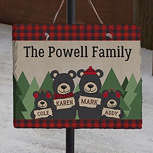 Holiday Bear Family Personalized Slate Plaque - 22081