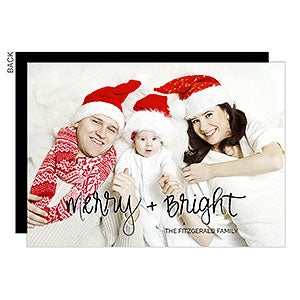 Merry & Bright Calligraphy Holiday Photo Card - 22097