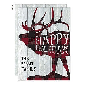 Buffalo Check Elk Holiday Card-Premium - 22130-P