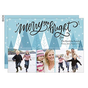 Blue Modern Trees Christmas Card- 3 Photo - 22143-3