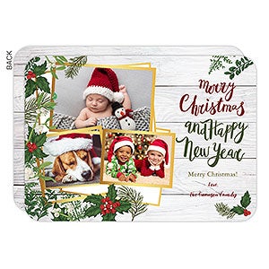 Merry Christmas Botanical Holiday Photo Card - 3 Photo - 22146-3