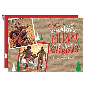 Christmas Burlap Holiday Card - 2 Photo - 22151-2