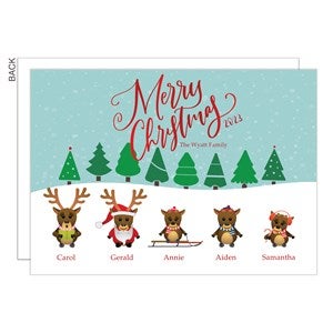 Merry Christmas Reindeer Holiday Card - 22155