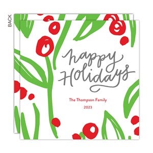 Holly Happy Holidays Card-Premium - 22189-P