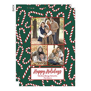 Candy Canes Holiday Photo Card-3 Photo-Premium - 22191-3-P