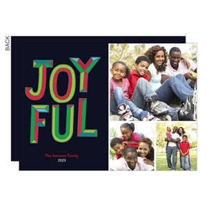 Joyful Block Letters Holiday Card - 3 Photos-Premium - 22192-3-P